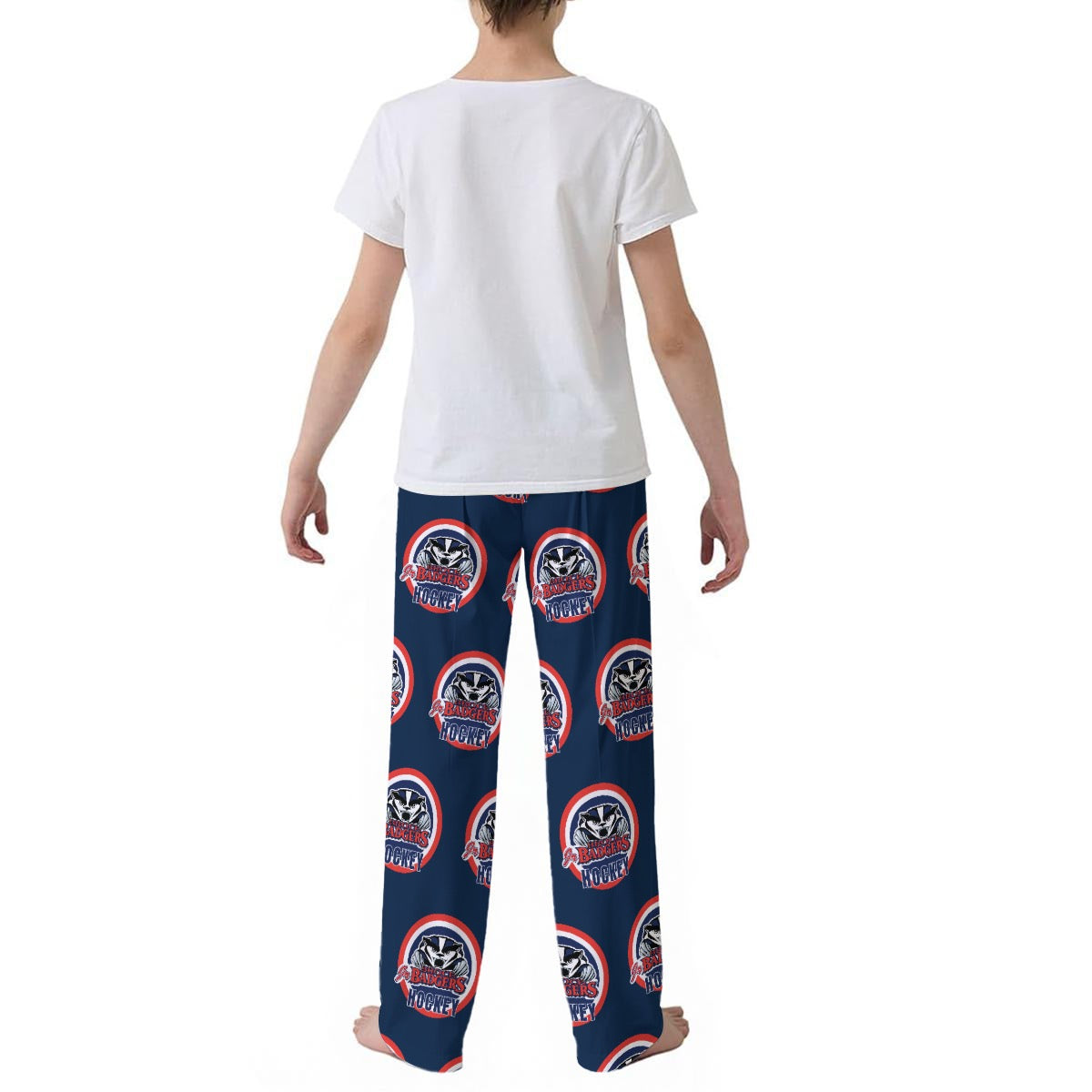 Jr. Badgers Hockey Bullseye on Navy Pj Pants