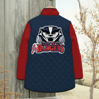 Jr Badgers Hockey Unisex Quilted Jacket with Side Slits